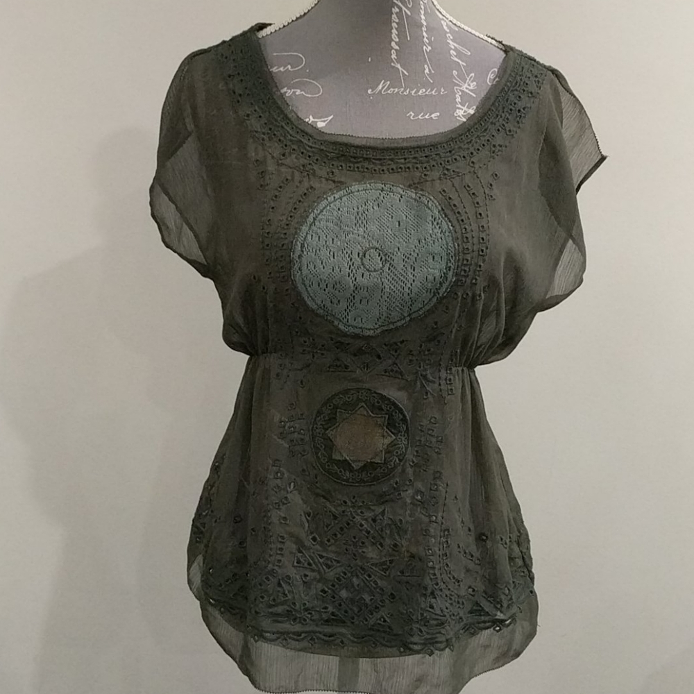 PG Sport sheer shortsleeve blouse